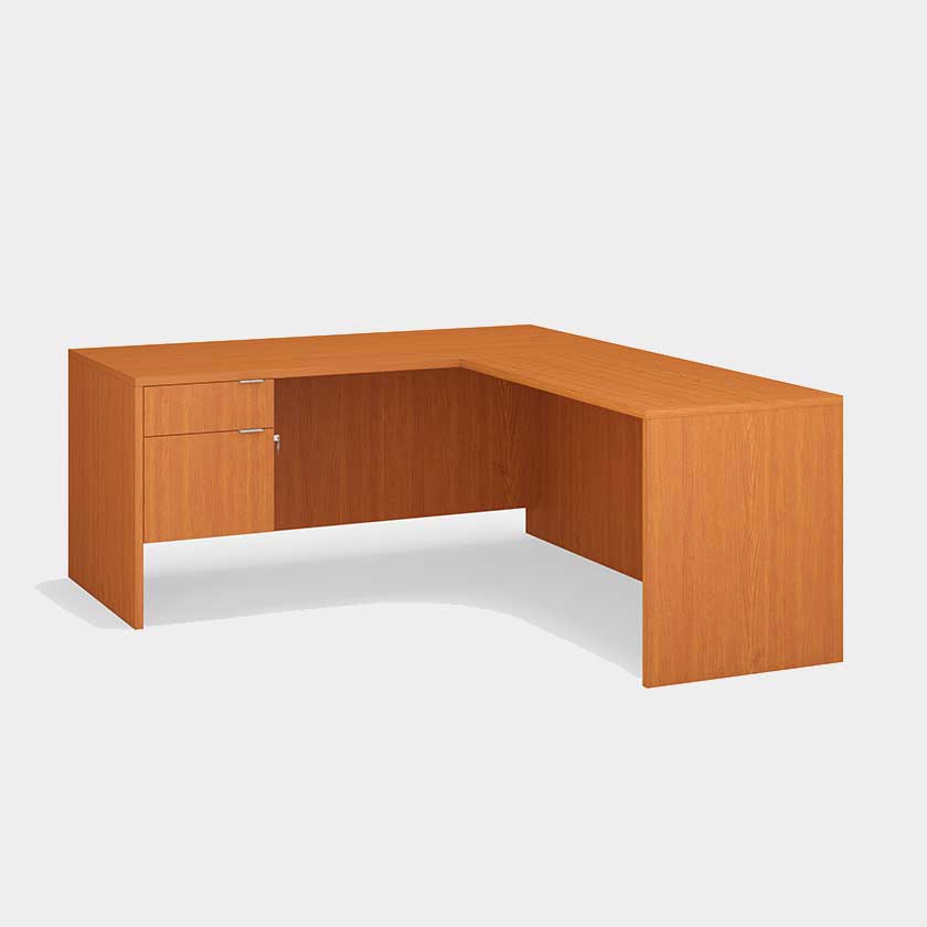 L-Shape Desk, with Single 3/4 Pedestal B/F (66x66x29) Left - Office Desks - LM6630-LM3620-LR