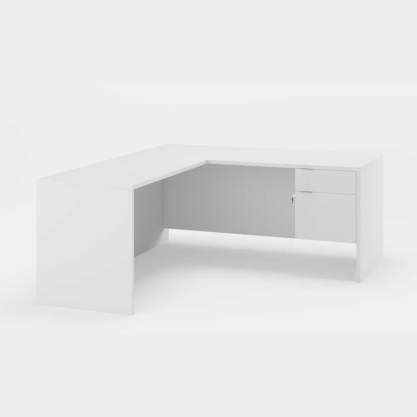 L-Shape Desk, with Single 3/4 Pedestal B/F (66x66x29) Right - Office Desks - LM6630-LM3620-SR