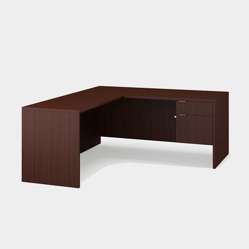 L-Shape Desk, with Single 3/4 Pedestal B/F (66x66x29) Right - Office Desks - LM6630-LM3620-SR
