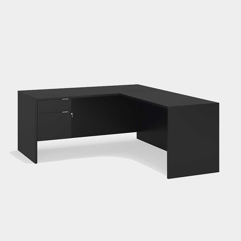 L-Shape Desk, with Single 3/4 Pedestal B/F (72x72x29) Left - Office Desks - LM6630-LM3620-LR