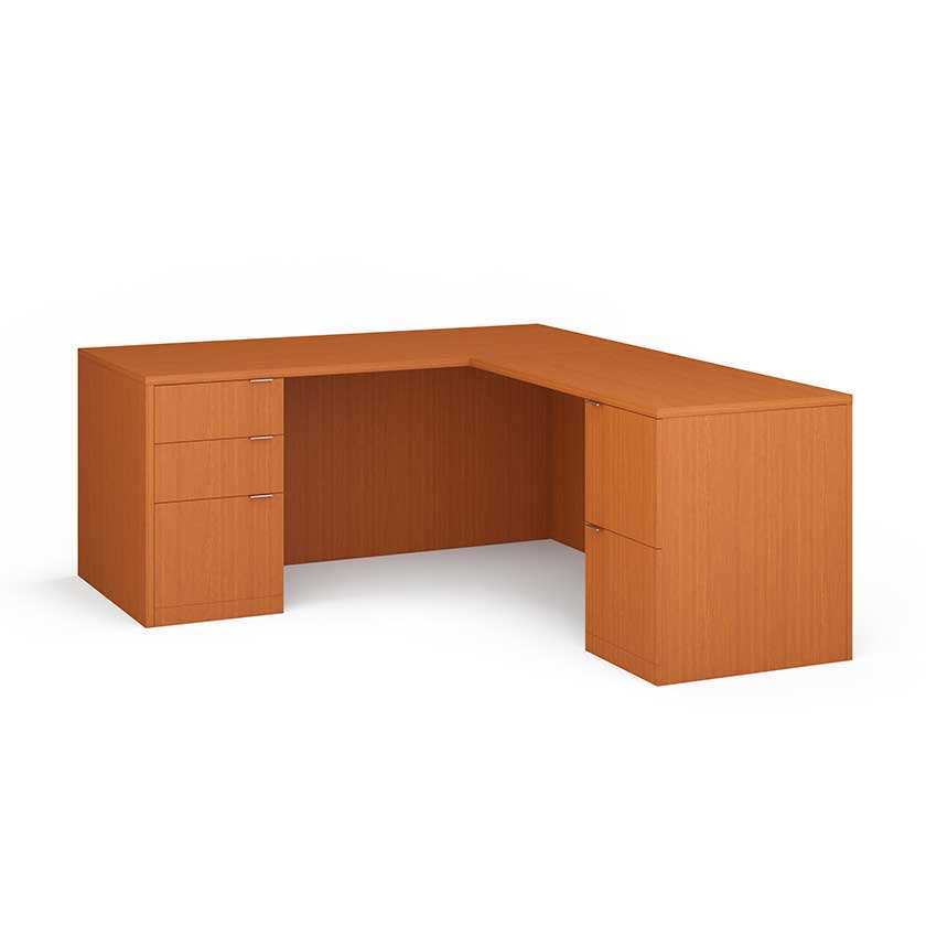 L-Shaped Desk with Full F/B/B and F/B/B (72x72x29) - Office Desks - 7272LSBBF