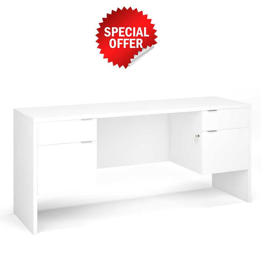 White Desk with Left B/F 3/4 Pedestal (60x30) - Office Desks - LM6030DP