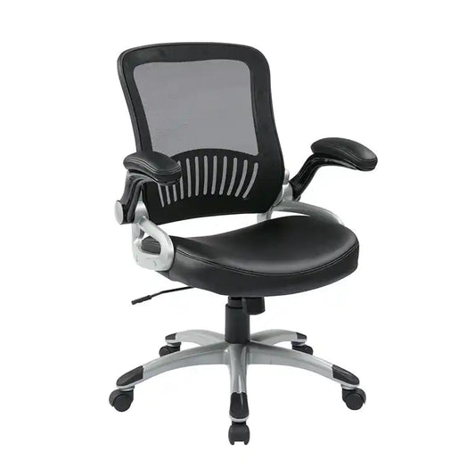 WorkSmart Screen Back and Bonded Leather Seat Managers Chair EM35206-EC3 - Office Desks - EM35206-EC3