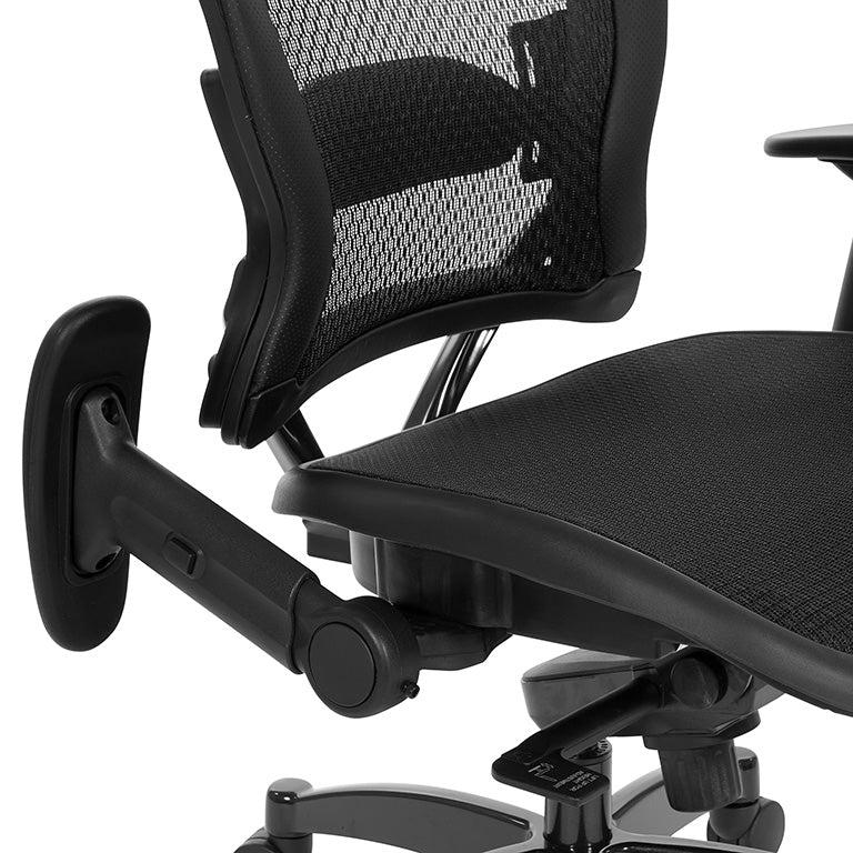 Space Manager's Black Breathable Mesh Chair with Flip Arms - 2787R - Functional Office Furniture - 2787R