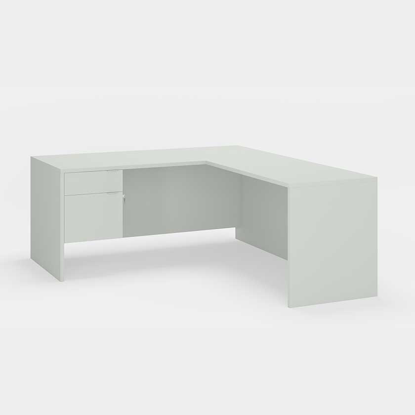 L-Shape Desk, with Single 3/4 Pedestal B/F (66x66x29) Left - Office Desks - LM6630-LM3620-LR