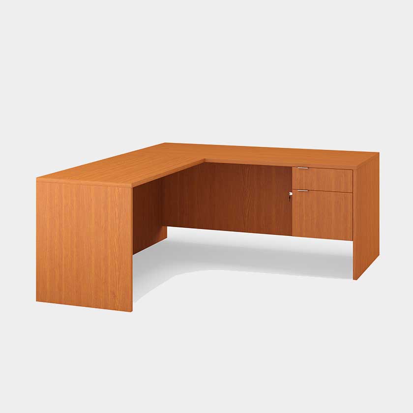 L-Shape Desk, with Single 3/4 Pedestal B/F (66x66x29) Right - Office Desks - LM6630-LM3620-SR