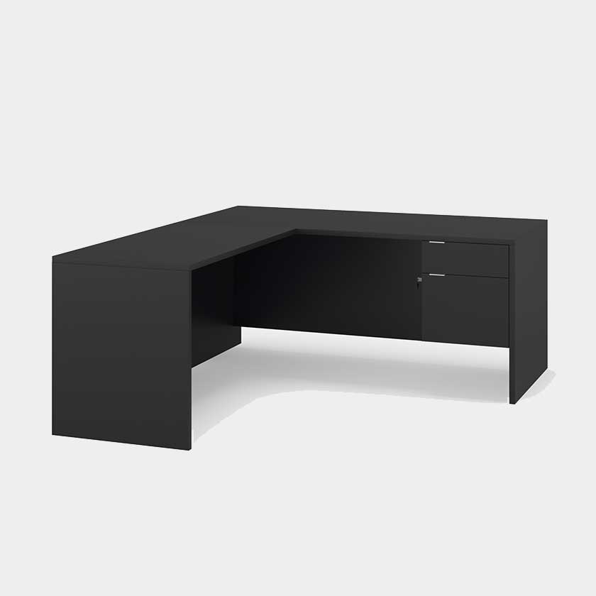 L-Shape Desk, with Single 3/4 Pedestal B/F (66x66x29) Right - Office Desks - LM6630-LM3620-SR