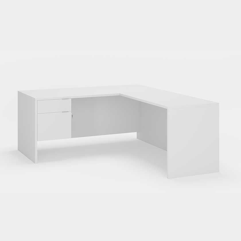 L-Shape Desk, with Single 3/4 Pedestal B/F (72x72x29) Left - Office Desks - LM7230-LM4220-LR