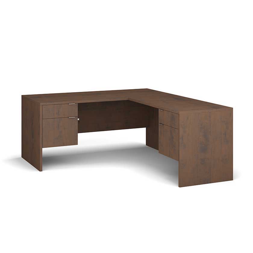 L-Shaped Desk with 3/4 F/B and F/B (72x72x29) - Office Desks - 7272LSBF