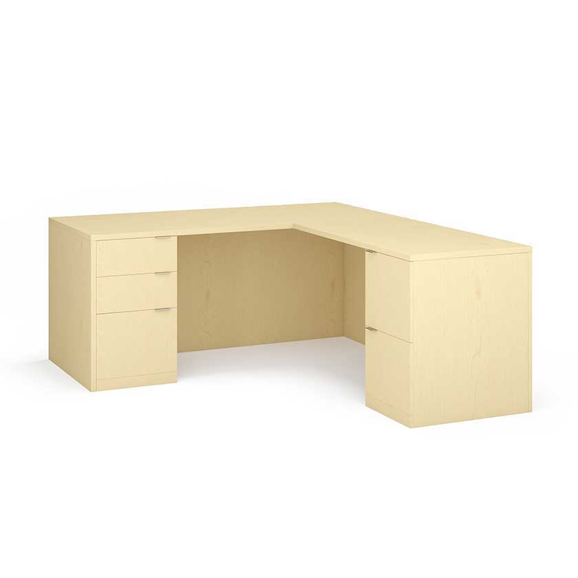 L-Shaped Desk with Full F/B/B and F/B/B (72x72x29) - Office Desks - 7272LSBBF