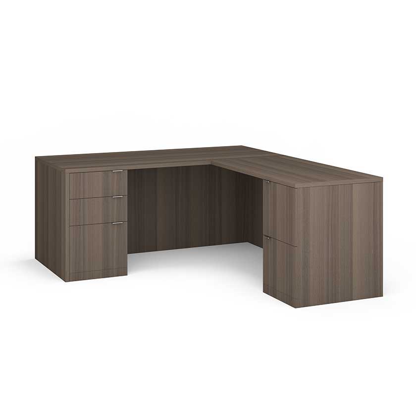 L-Shaped Desk with Full F/B/B and F/B/B (72x72x29) - Office Desks - 7272LSBBF