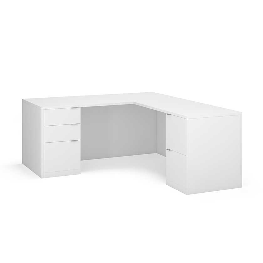 L-Shaped Desk with Full F/B/B and F/B/B (72x72x29) - Office Desks - 7272LSBBF