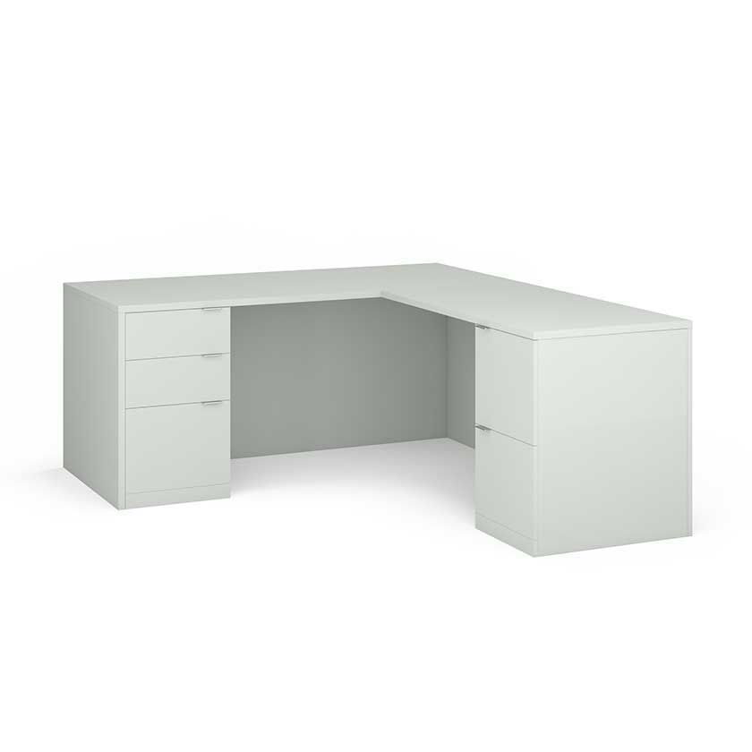 L-Shaped Desk with Full F/B/B and F/B/B (72x72x29) - Office Desks - 7272LSBBF