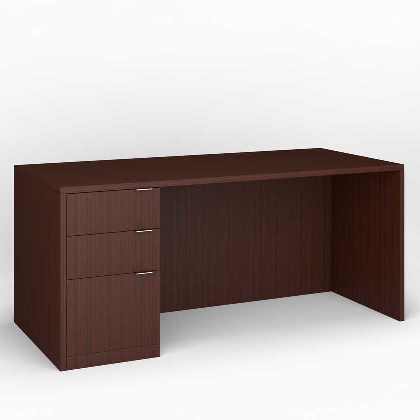 Sales Desk with Left B/B/F Pedestal (48x24) - Office Desks - PLM4824-SL